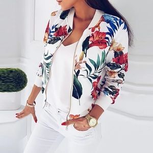 Women Retro Floral Zipper Up Jacket
